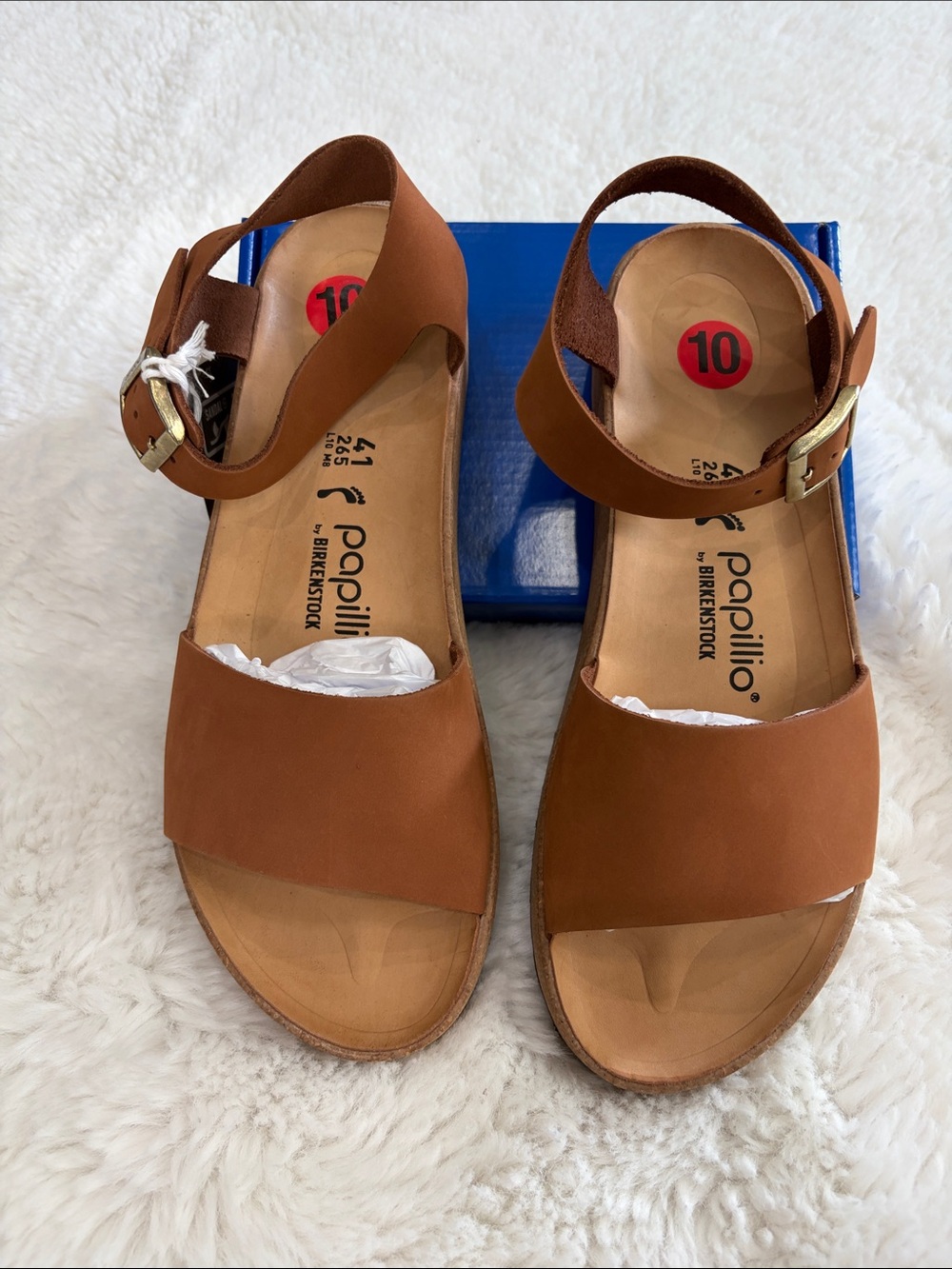 Papillio by Birkenstock,Size 10,Women's Tan Leather Ankle-Strap Sandals - Picture 3 of 17